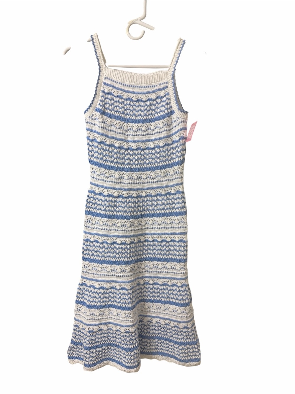 Rare Edition Blue & White Knit Sundress Kids Summer Dress(Size 16)